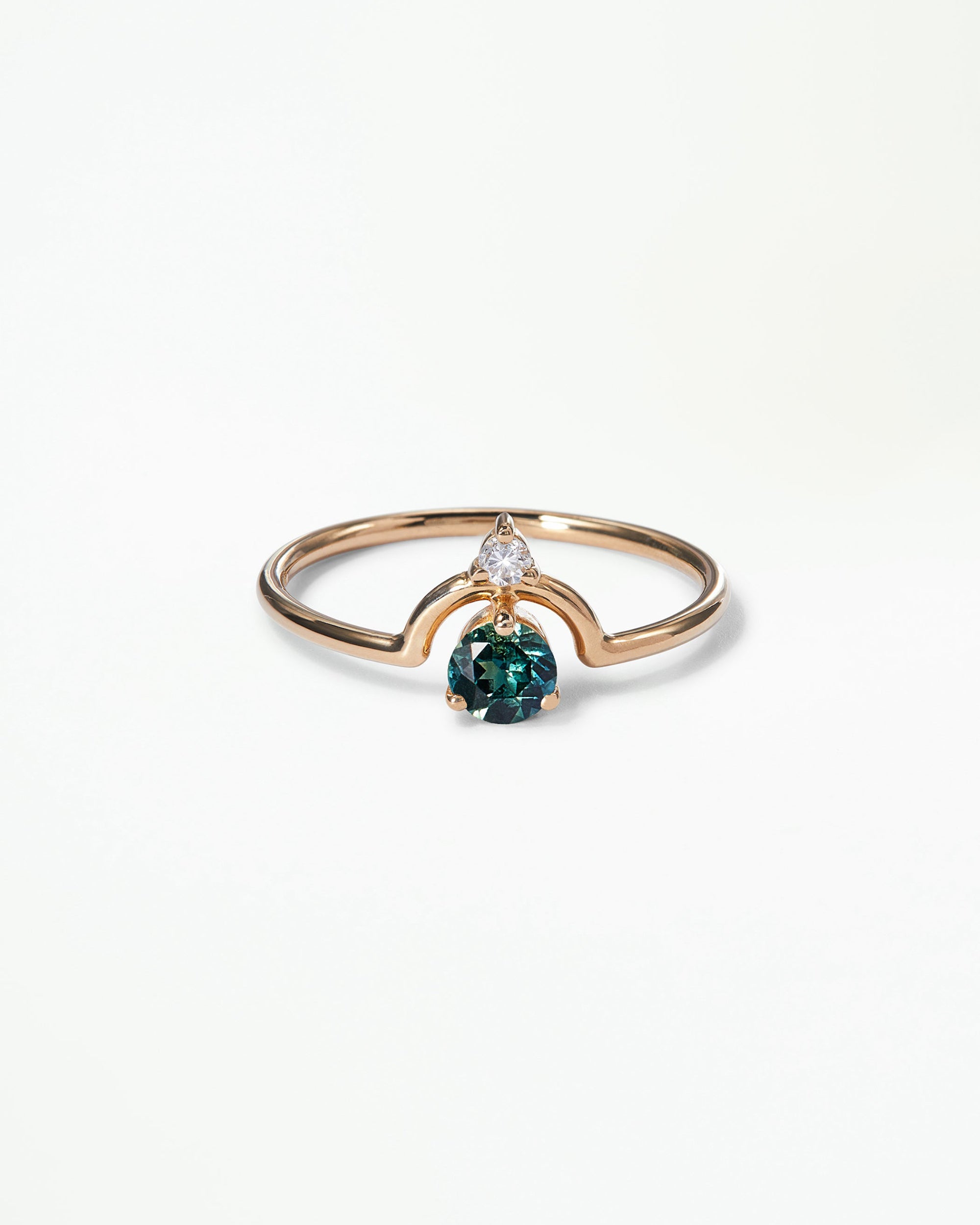 Small Round Cut Gemstone Nestled Ring
