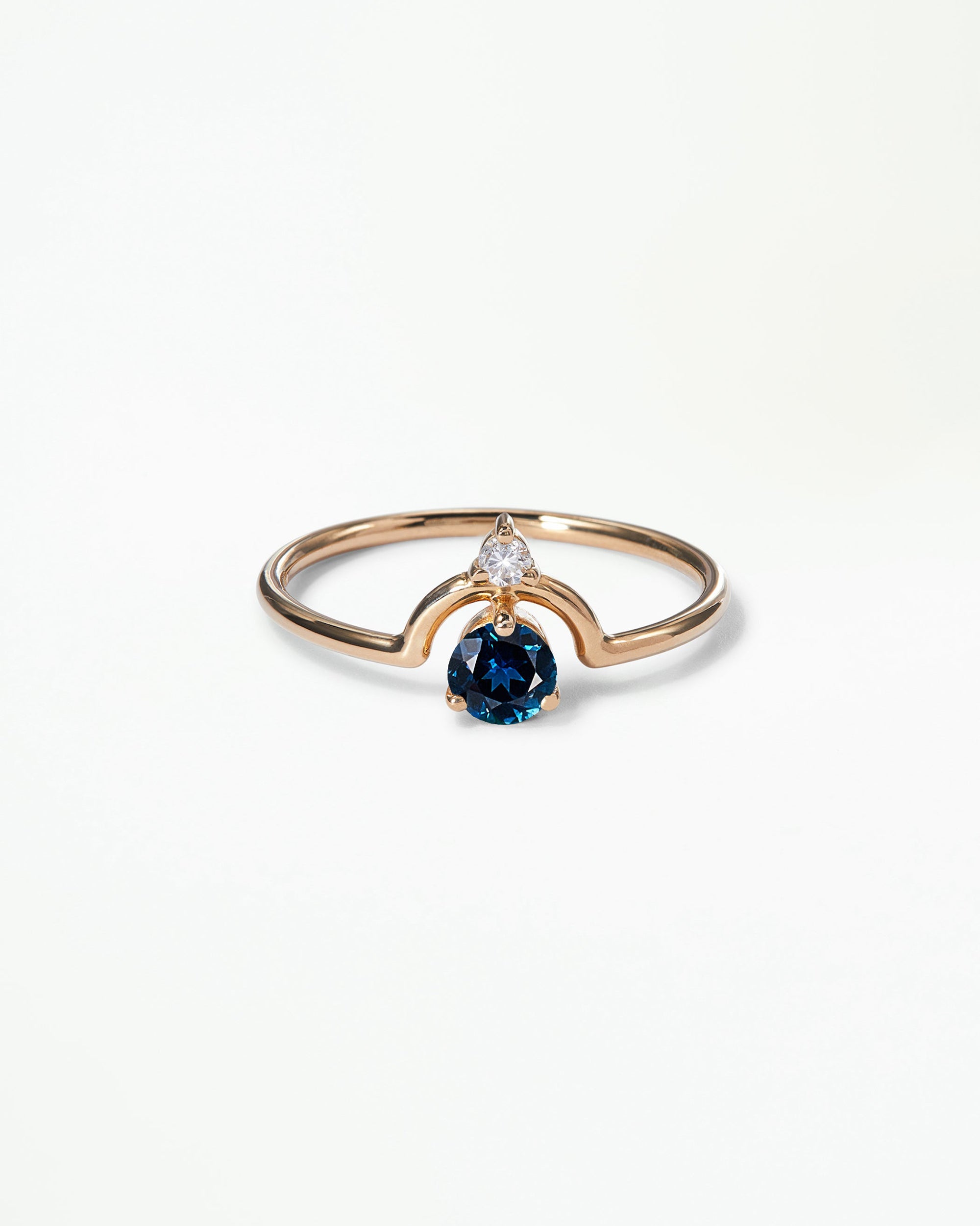 Small Round Cut Gemstone Nestled Ring