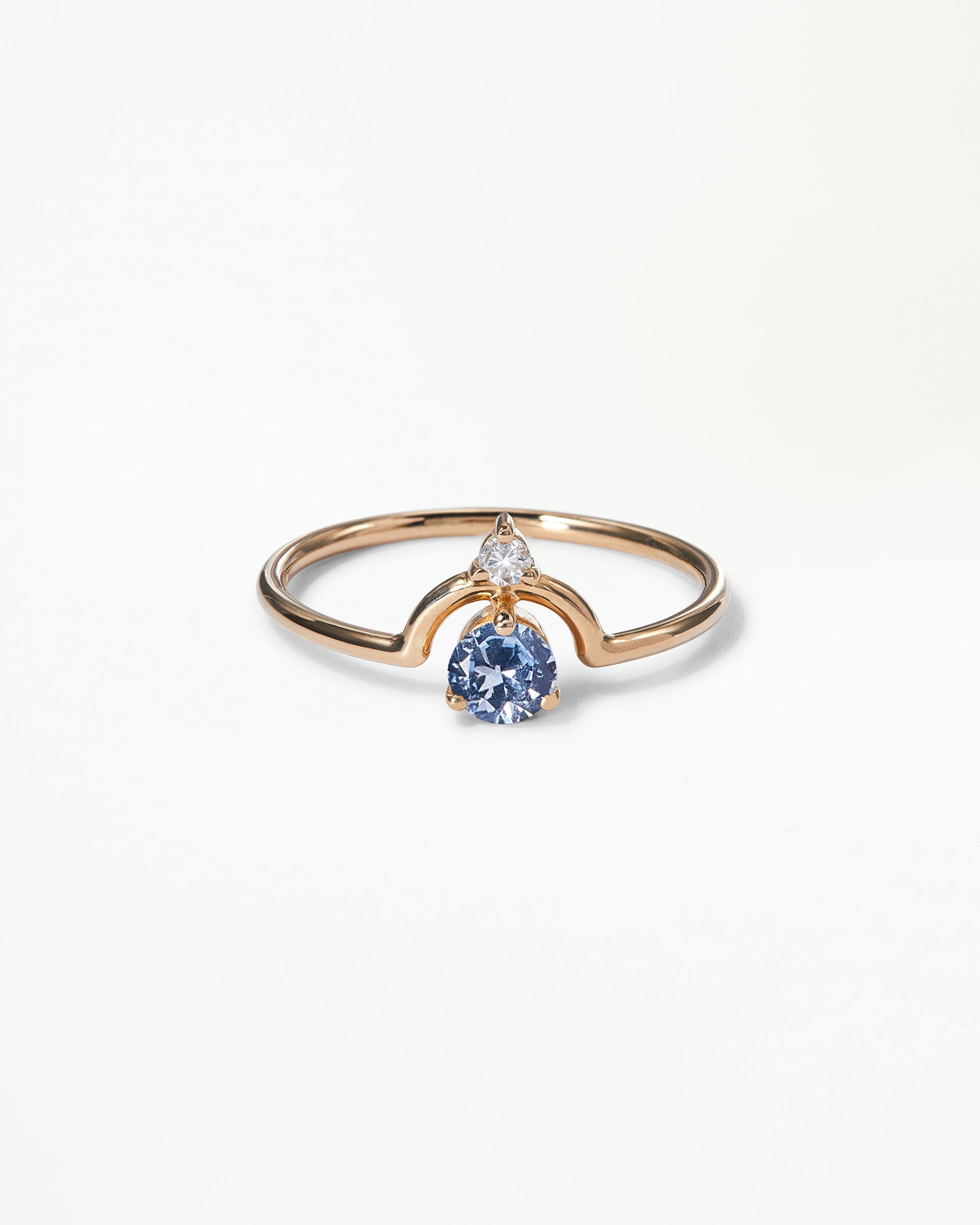 Small Round Cut Gemstone Nestled Ring