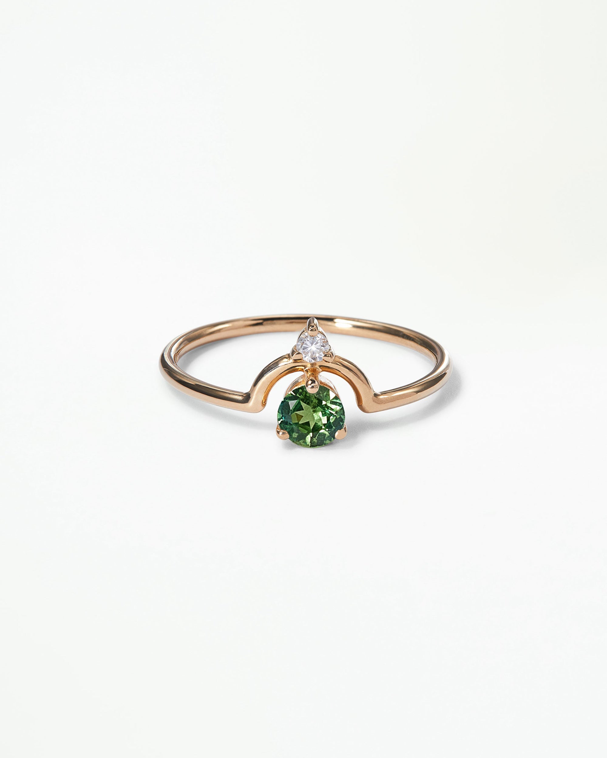 Small Round Cut Gemstone Nestled Ring