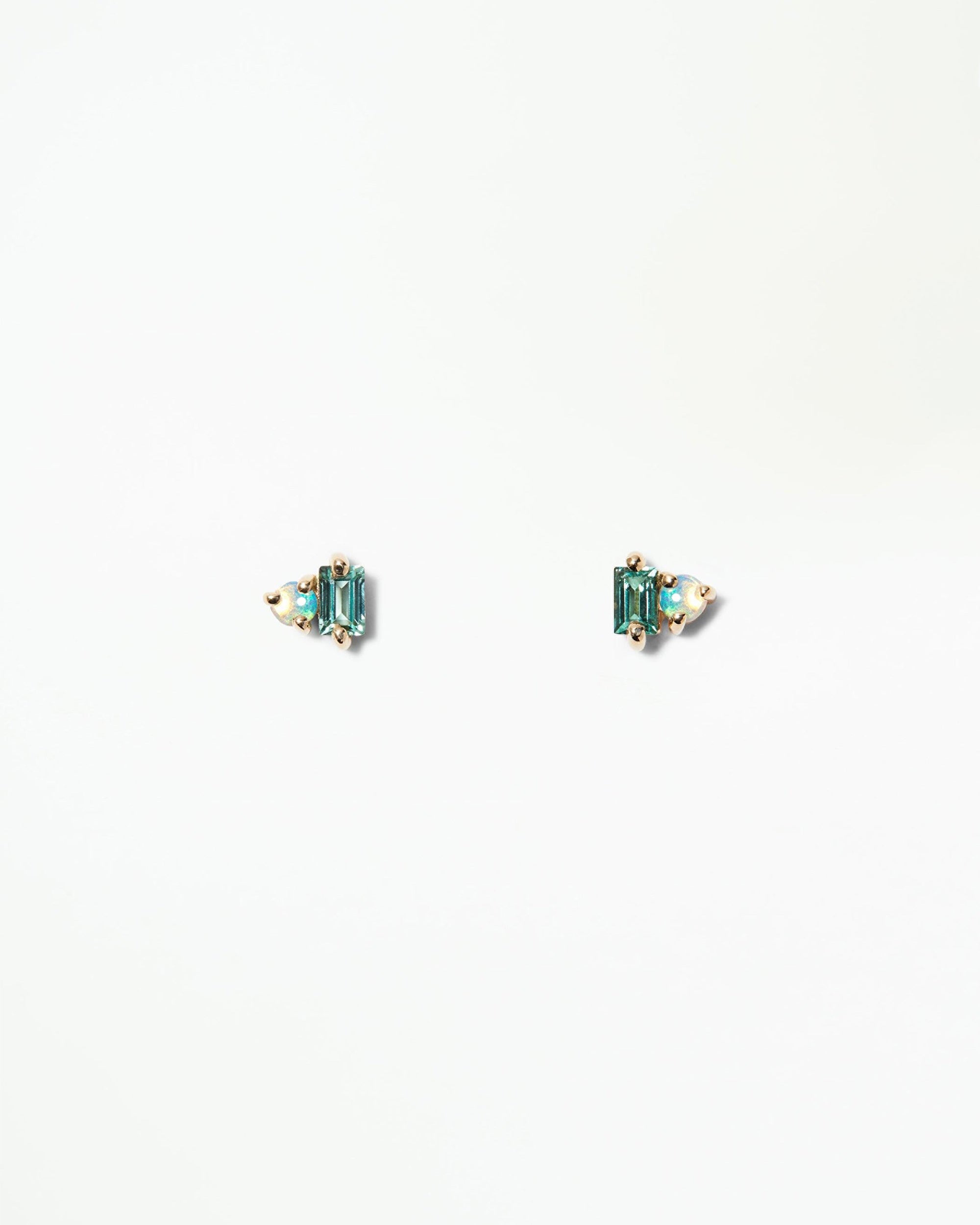 Tourmaline and Opal Column Stud Earring