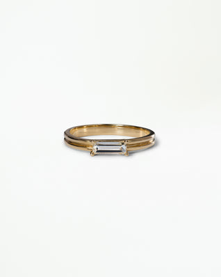 Baguette Cut Diamond Ridge Solitaire Ring No. 13