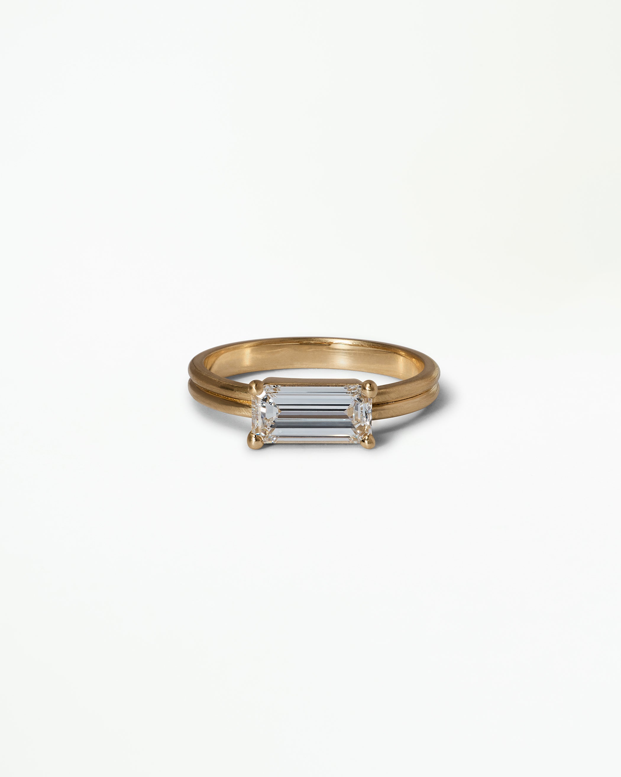 Emerald Cut Diamond Ridge Solitaire Ring No. 12