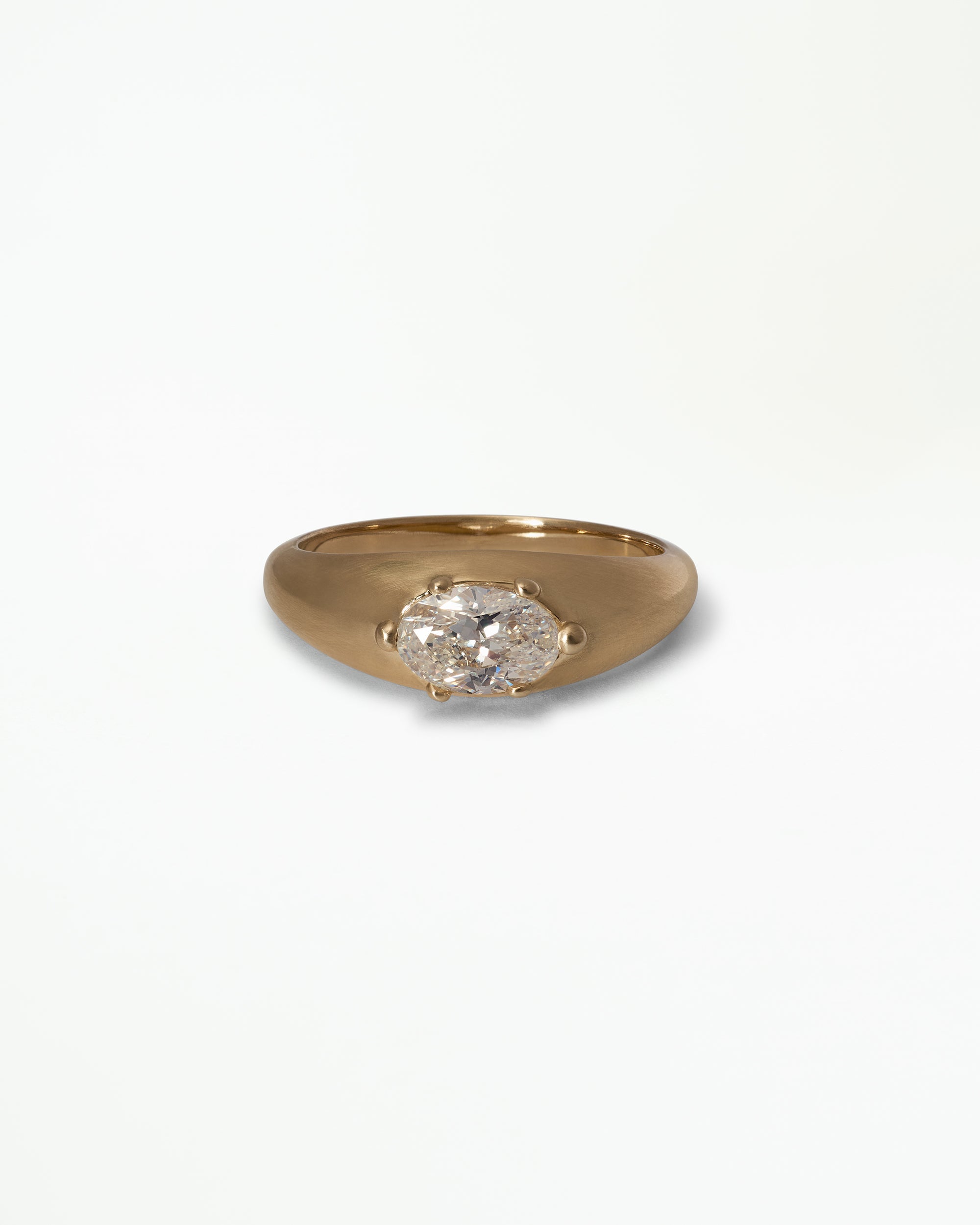Oval Cut Diamond Beaded Signet Ring No. 3