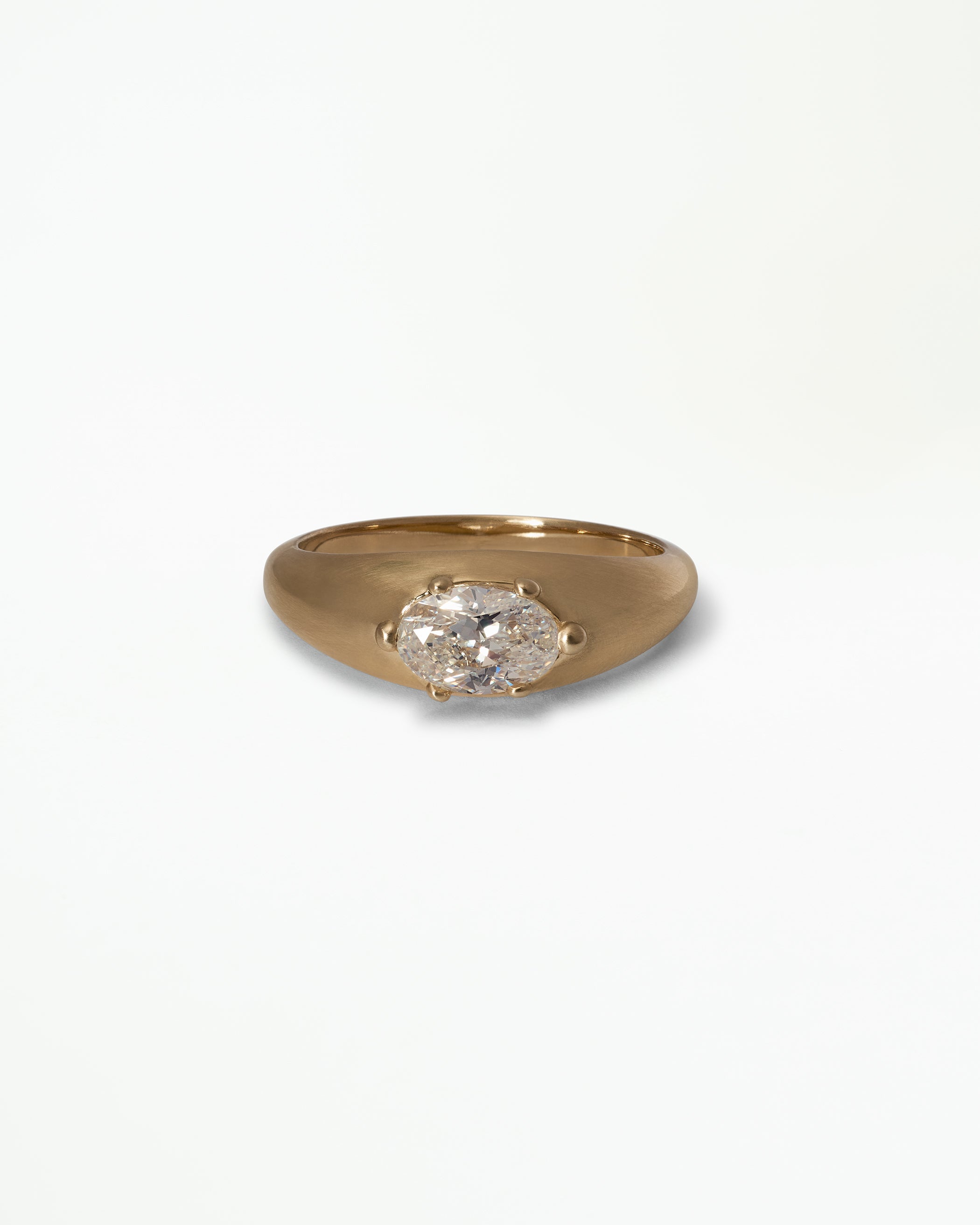 Oval Cut Diamond Beaded Signet Ring No. 3