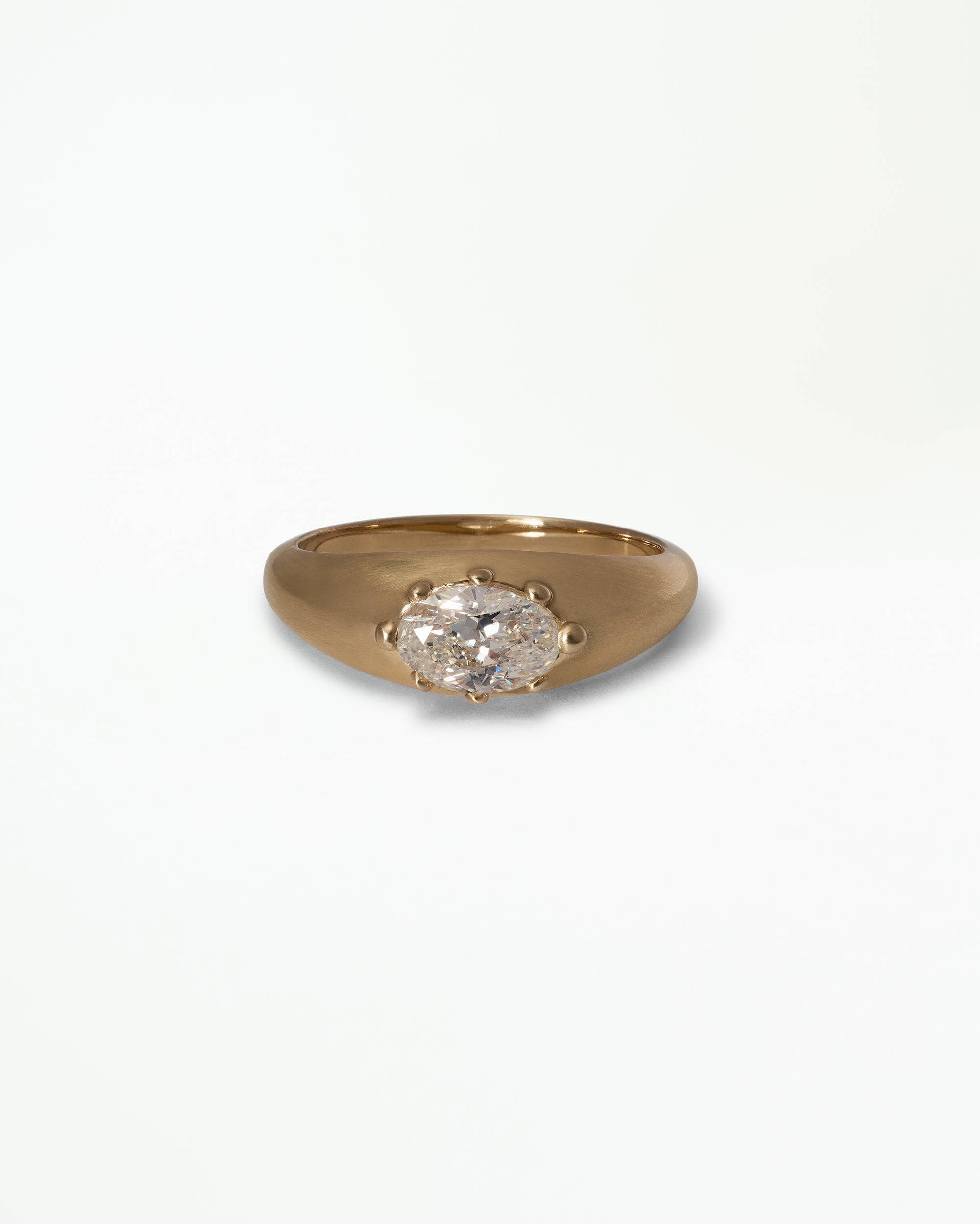Oval Cut Diamond Beaded Signet Ring No. 3