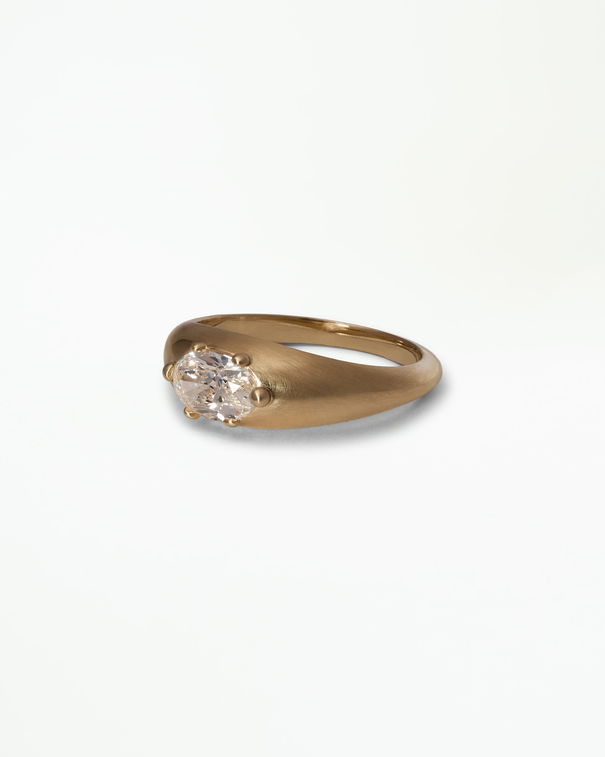 Oval Cut Diamond Beaded Signet Ring No. 3