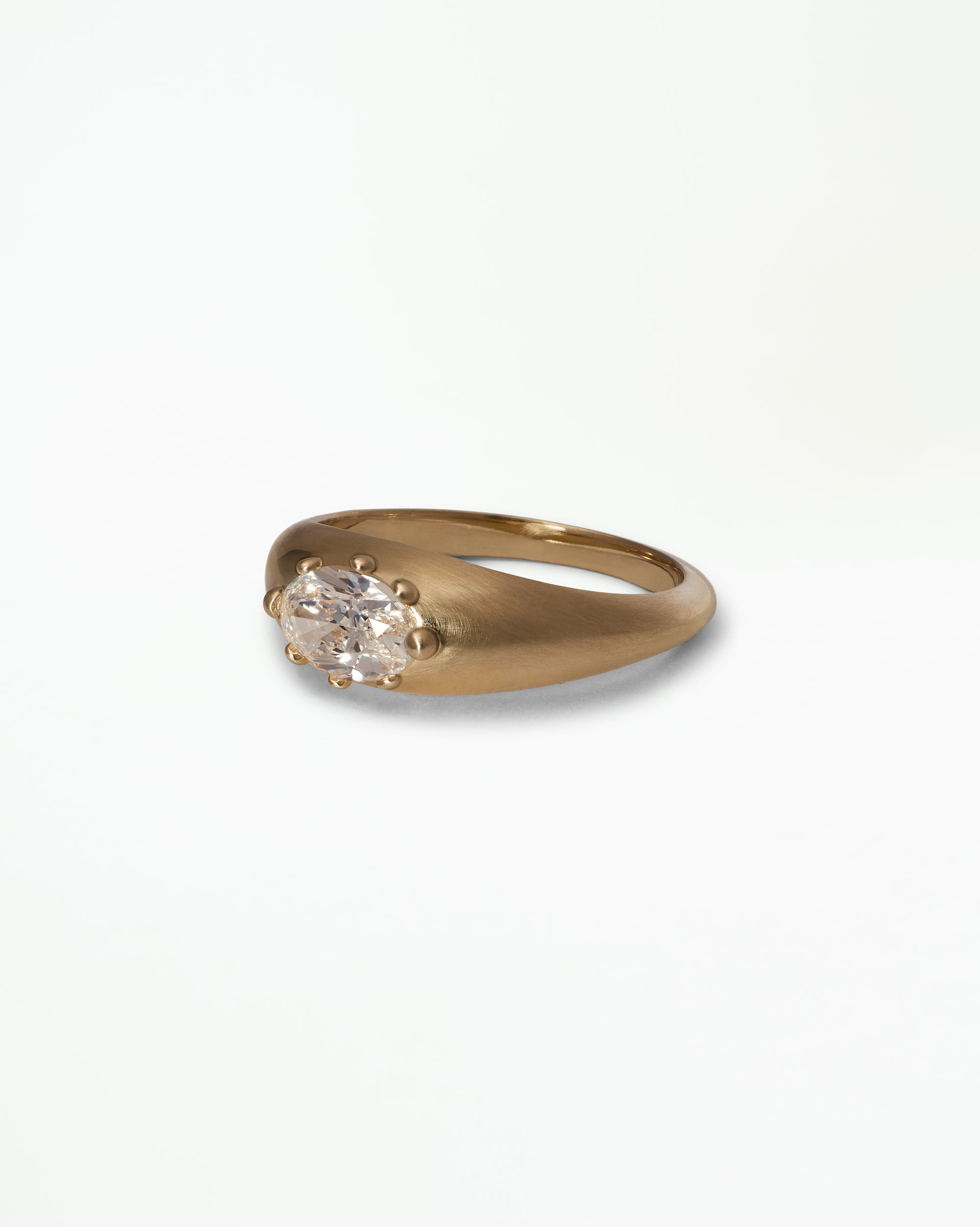 Oval Cut Diamond Beaded Signet Ring No. 3