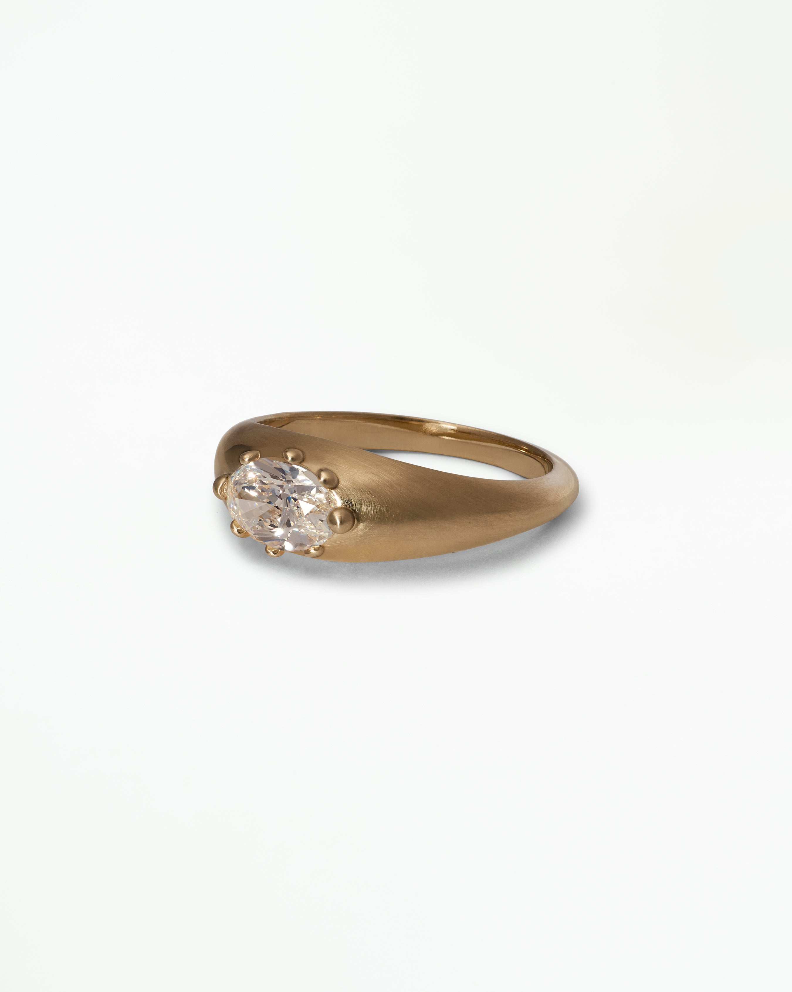 Oval Cut Diamond Beaded Signet Ring No. 3