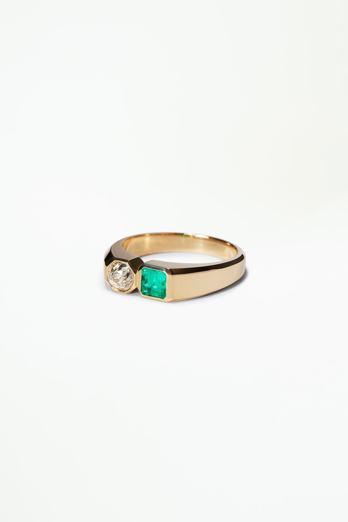 Diamond and Emerald Dyad Signet Ring No. 4