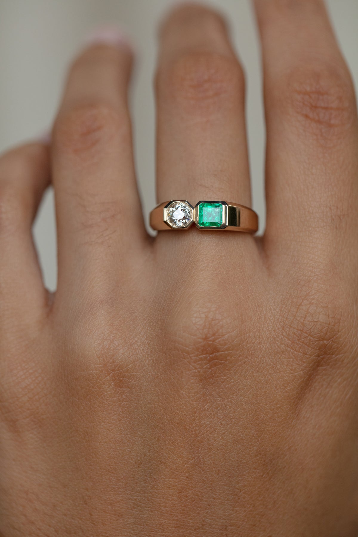 Diamond and Emerald Dyad Signet Ring No. 4